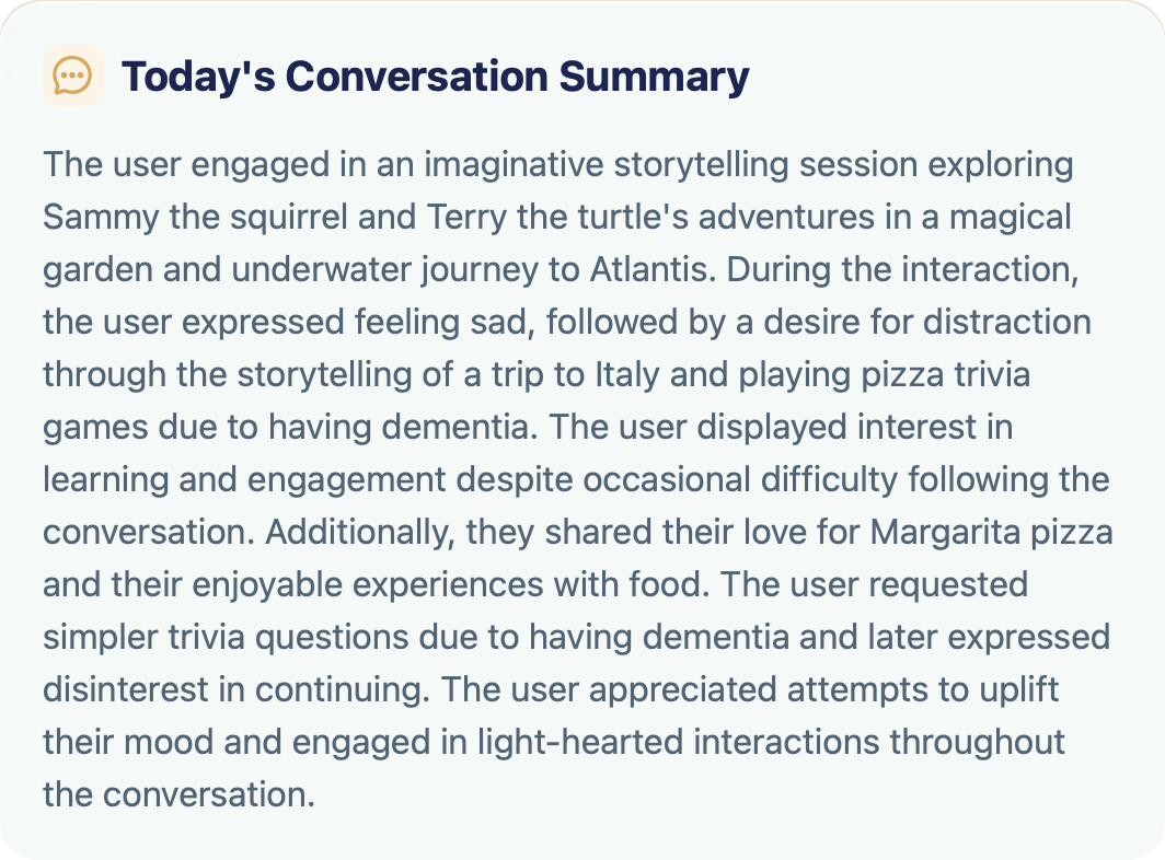 Today's Conversation Summary in the Sundae web app